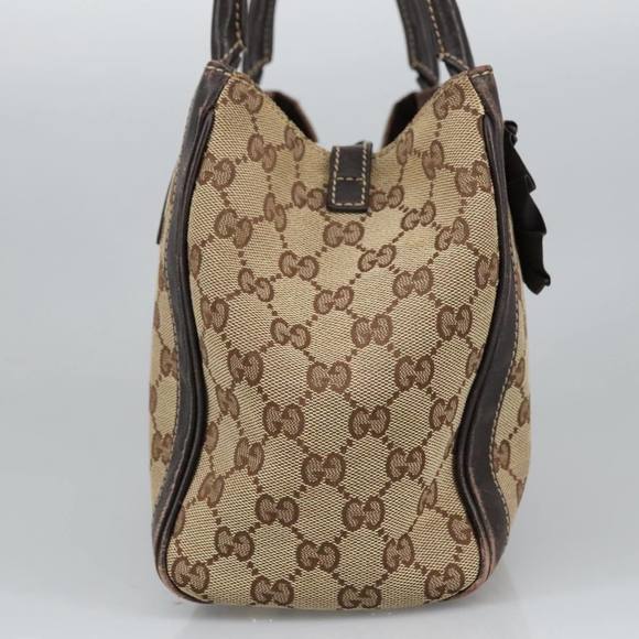 GUCCI GG Canvas Hand Bag Beige Gold 190247 Auth 98513 - Picture 3 of 16